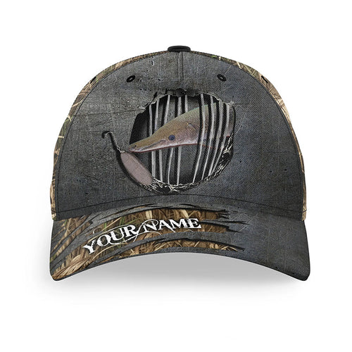 Alligator Gar fishing camo Custom fishing hat Adjustable Unisex Fishing Baseball Angler gar hat