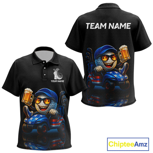Funny American Flag Golf ball golf polo shirts custom golf and beer golf apparel