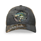 Largemouth bass fishing camo Custom fishing hat Unisex Fishing Baseball Angler bass hat cap