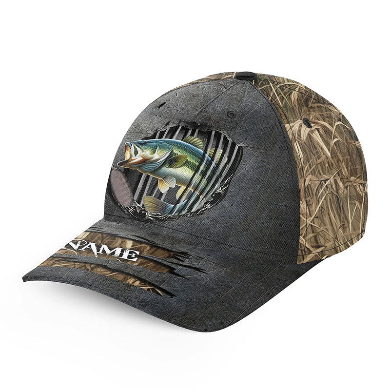 Largemouth bass fishing camo Custom fishing hat Unisex Fishing Baseball Angler bass hat cap