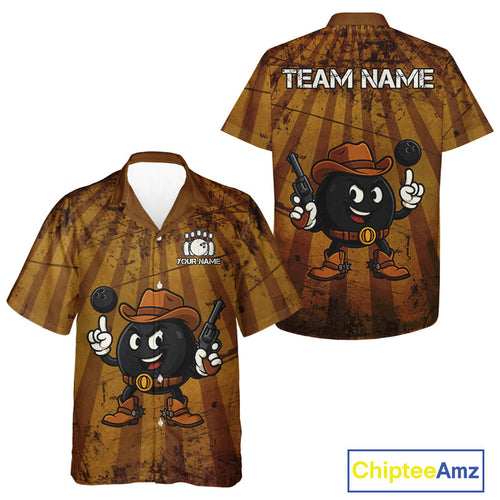 Funny Bowling Cowboy vintage retro Bowling Hawaiian Shirt Custom Team bowling outfits
