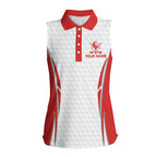 Red and White golf ball sleeveless polo shirts custom golf clothing, golf gifts