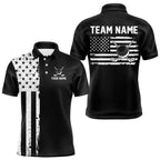 Black and White American Flag golf polo shirts Custom name patriotic team golf uniform