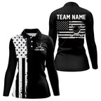 Black and White American Flag golf polo shirts Custom name patriotic team golf uniform