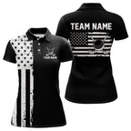 Black and White American Flag golf polo shirts Custom name patriotic team golf uniform