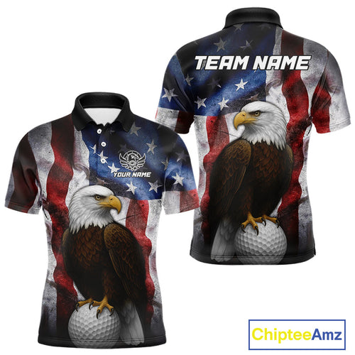 Vintage American Flag Eagle Golf Polo Shirts custom patriotic golf shirts, best golf gifts