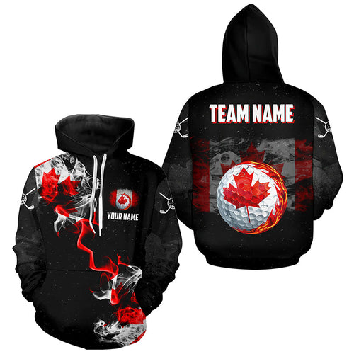 Smoke Canadian Flag Black grunge Golf Hoodies Custom patriotic golf shirts