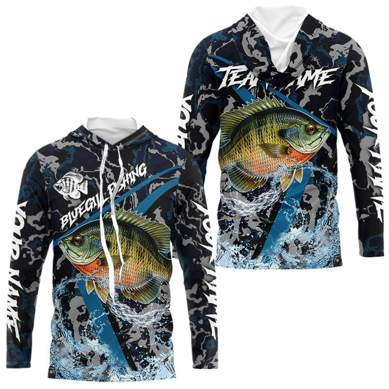 Custom Bluegill Fishing Camo Long Sleeve Fishing Shirts, Personalized Trout Fishing Team Jerseys
