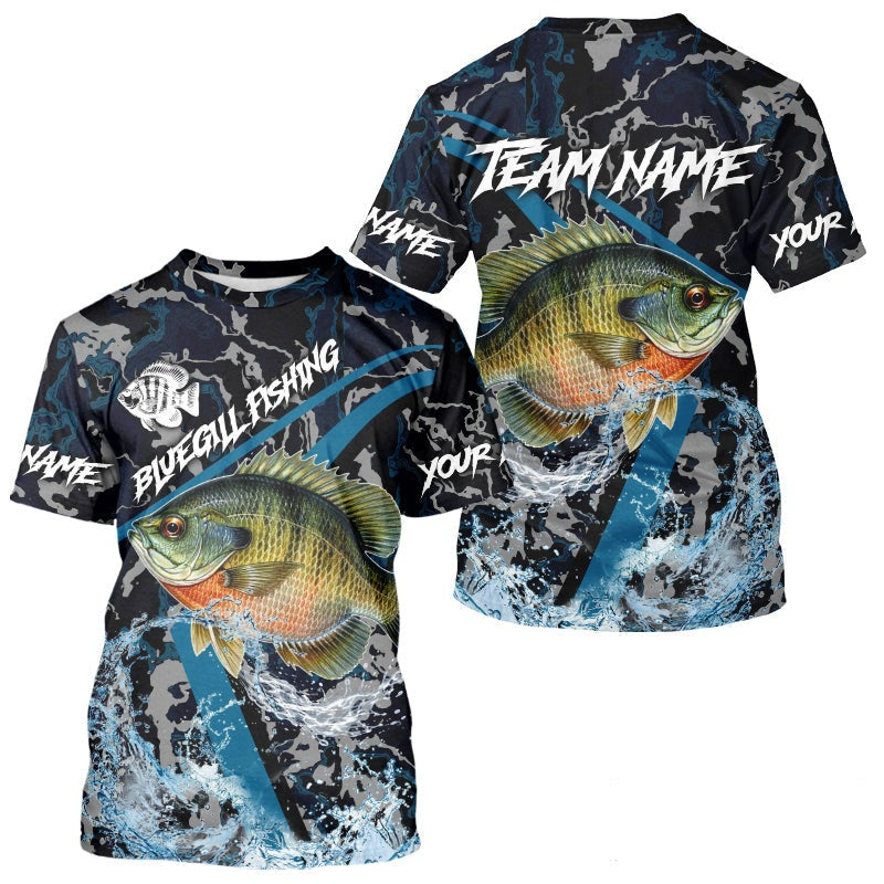 Custom Bluegill Fishing Camo Long Sleeve Fishing Shirts, Personalized Trout Fishing Team Jerseys