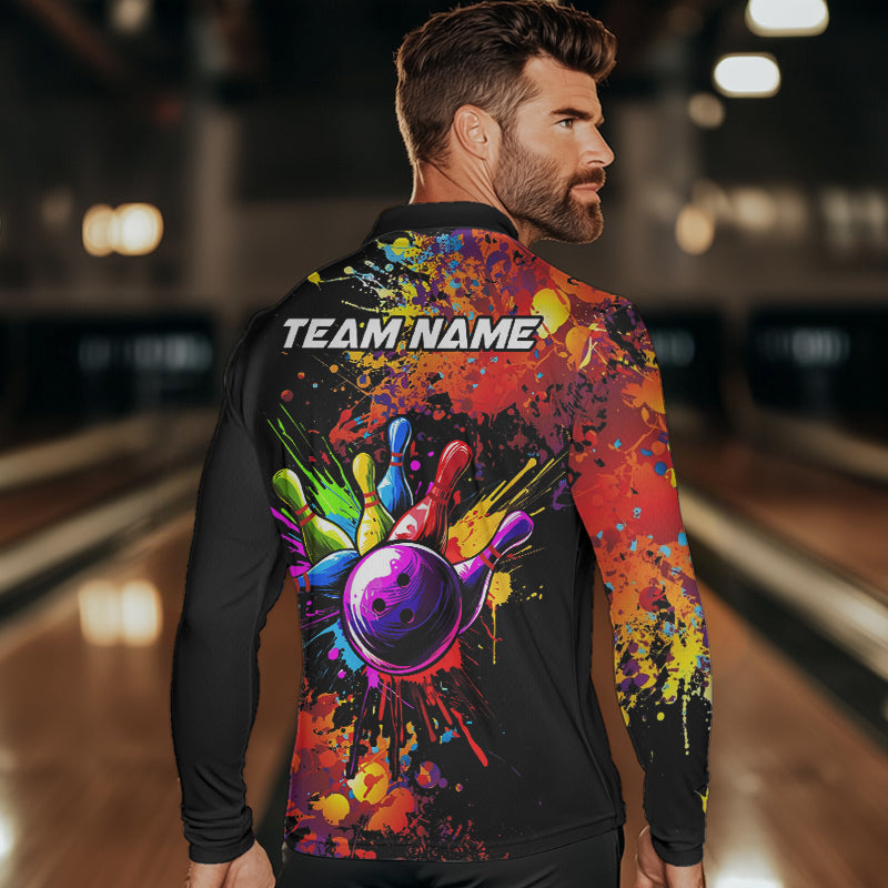 Colorful bowling jerseys Bowling Polo, 1/4 Zip Shirt Custom Bowling Team shirts for bowlers