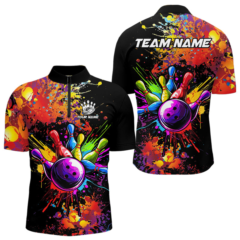 Colorful bowling jerseys Bowling Polo, 1/4 Zip Shirt Custom Bowling Team shirts for bowlers