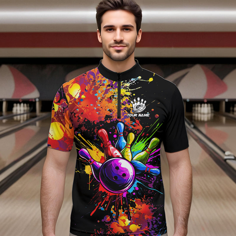 Colorful bowling jerseys Bowling Polo, 1/4 Zip Shirt Custom Bowling Team shirts for bowlers