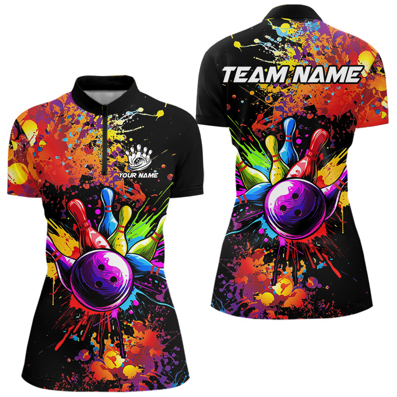 Colorful bowling jerseys Bowling Polo, 1/4 Zip Shirt Custom Bowling Team shirts for bowlers