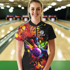 Colorful bowling jerseys Bowling Polo, 1/4 Zip Shirt Custom Bowling Team shirts for bowlers