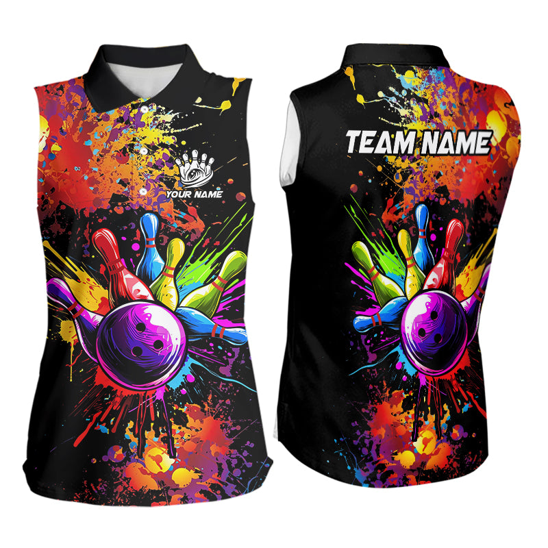 Colorful bowling jersey Bowling Sleeveless Polo Shirt Custom Bowling Team shirts for bowlers