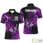 polo bowling shirts Custom purple lightning thunder Bowling Team Jersey, gift for team Bowlers
