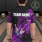 polo bowling shirts Custom purple lightning thunder Bowling Team Jersey, gift for team Bowlers