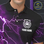 polo bowling shirts Custom purple lightning thunder Bowling Team Jersey, gift for team Bowlers