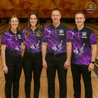 polo bowling shirts Custom purple lightning thunder Bowling Team Jersey, gift for team Bowlers