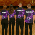 polo bowling shirts Custom purple lightning thunder Bowling Team Jersey, gift for team Bowlers
