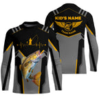 Personalized Black Walleye Fishing jerseys, Team Walleye Fishing Long Sleeve tournament shirts