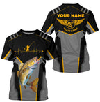 Personalized Black Walleye Fishing jerseys, Team Walleye Fishing Long Sleeve tournament shirts