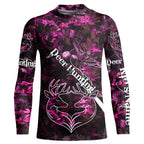Love Deer Hunting Pink Camo Customize Name 3D All Over Printed Shirts Personalized Hunting gifts