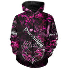 Love Deer Hunting Pink Camo Customize Name 3D All Over Printed Shirts Personalized Hunting gifts