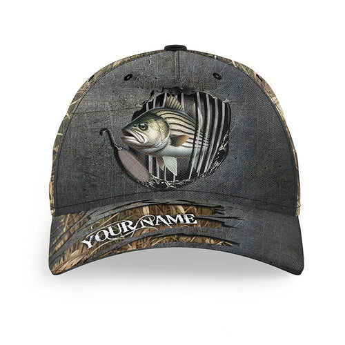 Striped Bass fishing camo Custom fishing hat Unisex Fishing Baseball Angler striper hat cap