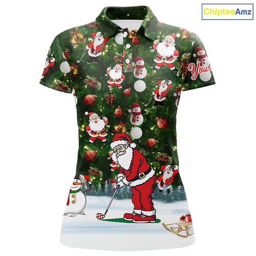 Funny Christmas golf shirt custom name golf polo shirts - Santa Golfer Christmas gifts