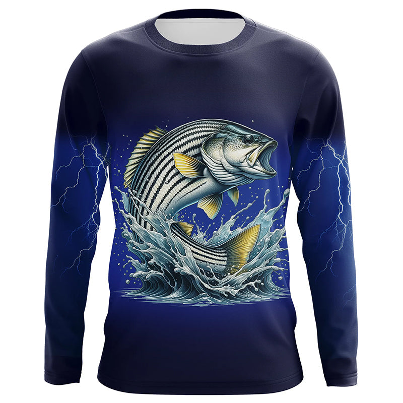 Funny Striped Bass Fishing blue lightning 3D All Over printed Shirts