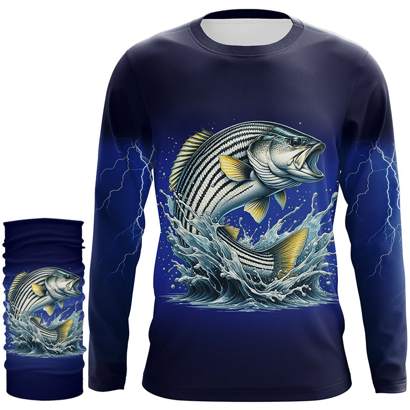 Funny Striped Bass Fishing blue lightning 3D All Over printed Shirts