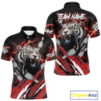 Black and Red Lightning Thunder Tiger Bowling Polo, 1/4 Zip Jersey, Tiger Bowling Team shirts