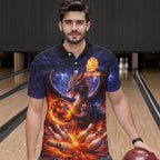 Orange and Purple Lightning Thunder Dragon Bowling Shirts Custom Dragon Team Bowling Jersey