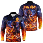 Orange and Purple Lightning Thunder Dragon Bowling Shirts Custom Dragon Team Bowling Jersey