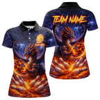 Orange and Purple Lightning Thunder Dragon Bowling Shirts Custom Dragon Team Bowling Jersey
