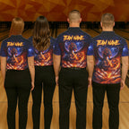 Orange and Purple Lightning Thunder Dragon Bowling Shirts Custom Dragon Team Bowling Jersey