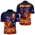 Orange and Purple Lightning Thunder Dragon Bowling Shirts Custom Dragon Team Bowling Jersey