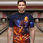 Orange and Purple Lightning Thunder Dragon Bowling Shirts Custom Dragon Team Bowling Jersey