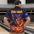 Orange and Purple Lightning Thunder Dragon Bowling Shirts Custom Dragon Team Bowling Jersey