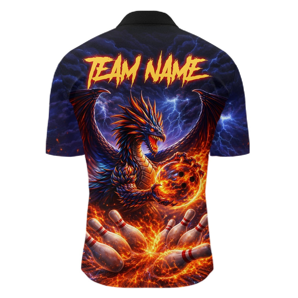 Orange and Purple Lightning Thunder Dragon Bowling Shirts Custom Dragon Team Bowling Jersey