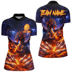 Orange and Purple Lightning Thunder Dragon Bowling Shirts Custom Dragon Team Bowling Jersey