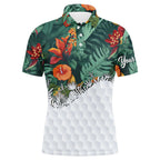 Personalized green tropical plants and flowers pattern golf polo shirts best golf wears