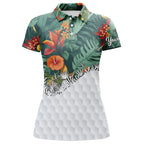 Personalized green tropical plants and flowers pattern golf polo shirts custom golf tops