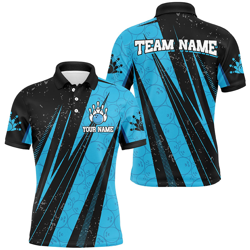 Black and Blue Camo Bowling Polo, 1/4 zip shirts Custom Team Bowling jerseys