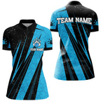 Black and Blue Camo Bowling Polo, 1/4 zip shirts Custom Team Bowling jerseys