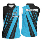 Black and Blue Camo Bowling Sleeveless Polo shirts Custom Team Bowling jerseys