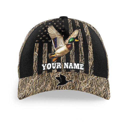 Duck hunting waterfowl camo American flag Custom hunting hat Unisex duck hunting Baseball hat