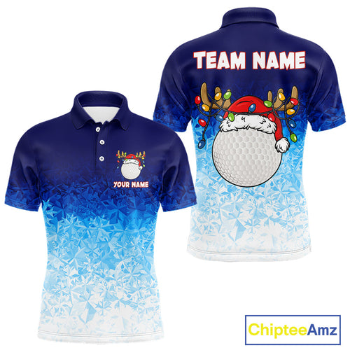 Blue Ice pattern Christmas Golf Shirts Custom Golf clothes, Christmas gifts
