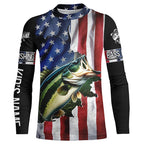Largemouth Bass fishing American Flag Patriotic Fourth of July personalized fishing shirts